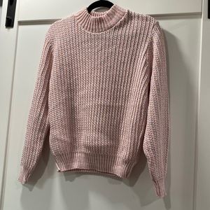 Vintage baby pink metallic thread sweater. Made in the USA.